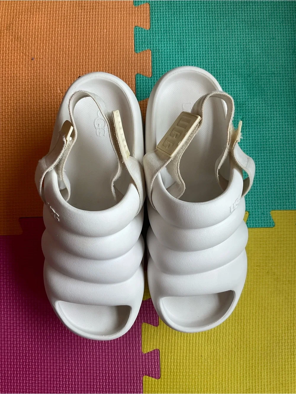 🕶️UGG Aww Yeah Chunky Platform Slingback Sandals - Bright White Size 7